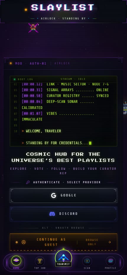The Slaylist website, mobile